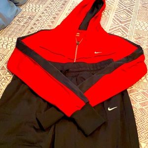 Red and Black Nike Sweatsuit